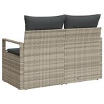 Canapé de jardin 2 places vidaXL avec rangement et coussins en poly rattan gris
