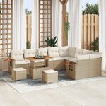 Ensemble de Canapé de Jardin 12 Pièces avec Coussins Beige Rattan Synthétique Acacia