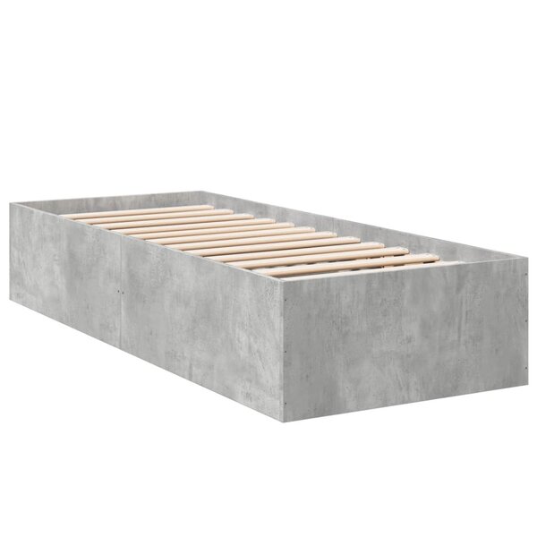 vidaXL Cadre de lit gris béton 90x190 cm bois d'ingénierie