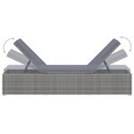 vidaXL Chaise longue avec coussin et table à thé Résine tressée Gris