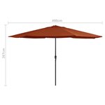 vidaXL Parasol d'extérieur avec mât en métal 390 cm terre cuite