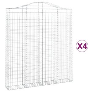 vidaXL Paniers à gabions arqués 4 Pièces 200x30x220/240 cm fer galvanisé