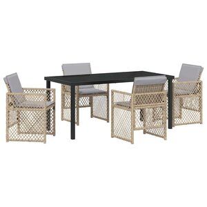 vidaXL Ensemble de salle à manger pour jardin 5 Pièces Beige polyrotin
