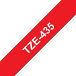 Ruban compatible Brother TZe435 - Texte blanc sur fond rouge - Largeur 12 mm x 8 mètres