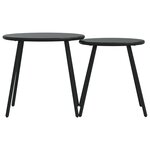 vidaXL Tables basses de jardin 2Pièces rondes noir acier enduit de poudre