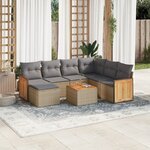 vidaXL Salon de jardin avec coussins 8 Pièces beige résine tressée