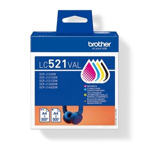 Brother LC521VAL pack de 4 cartouches d’encre (noir/cyan/magenta/jaune) (LC-521VAL)