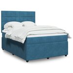 vidaXL Sommier à lattes de lit et matelas Bleu foncé 160x200cm Velours