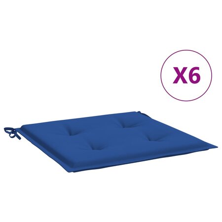 vidaXL Coussins de chaise de jardin lot de 6 bleu royal 50x50x3 cm