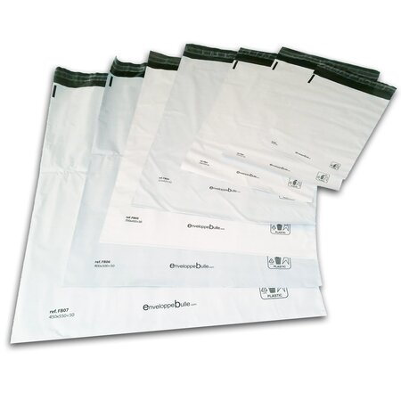 Lot de 50 enveloppes plastiques blanches opaques fb02 - 225x325 mm