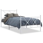 vidaXL Cadre de lit métal avec tête de lit/pied de lit blanc 90x200 cm