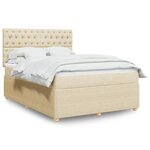 vidaXL Sommier à lattes de lit avec matelas Crème 160x200 cm Tissu