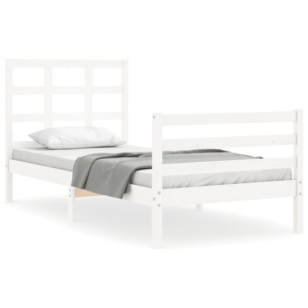 vidaXL Cadre de lit avec tête de lit blanc petit simple bois massif
