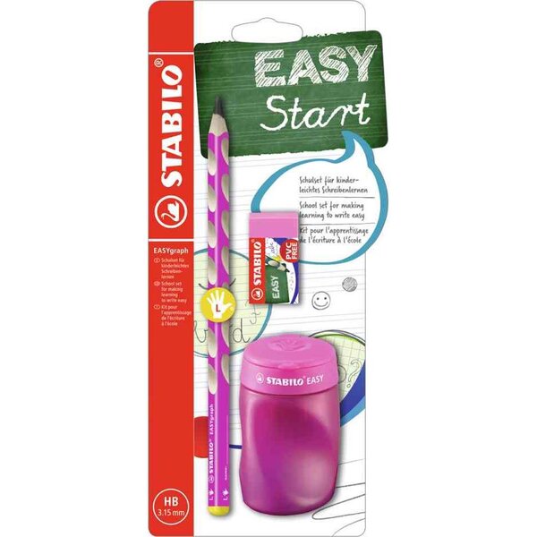 Kit pour écolier easygraph  pour gauchers  rose vif stabilo
