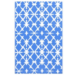 vidaXL Tapis d'extérieur ARAKIL bleu et blanc 190x290 cm PP