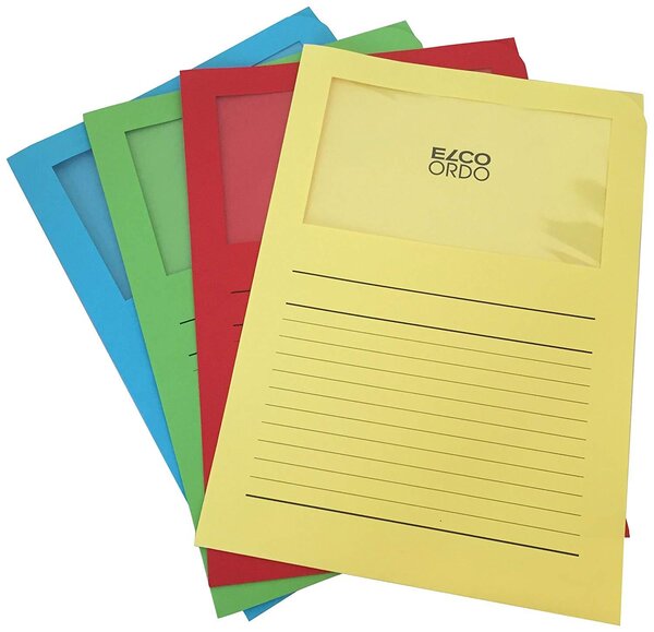 Boite de 100 Pochettes Coins Kraft à Fenêtre CLASSICO 22x31 cm Assorties ELCO