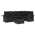 vidaXL Salon de jardin 6 Pièces avec coussins noir résine tressée
