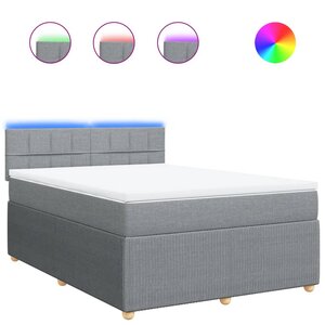vidaXL Sommier à lattes de lit avec matelas Gris clair 140x200cm Tissu
