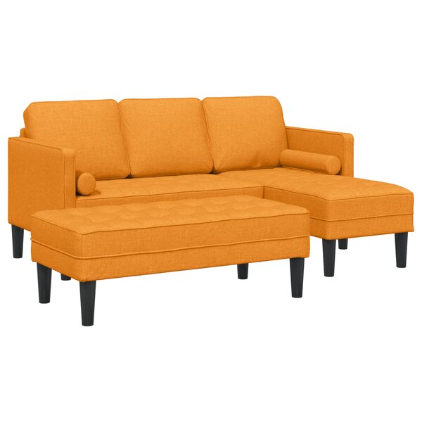 vidaXL Ensemble de Canapés 2 Pièces avec Coussins en Tissu Jaune Foncé