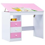 vidaXL Bureau pour enfants Inclinable Rose et blanc