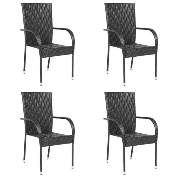 vidaXL Chaises empilables d'extérieur lot de 4 Résine tressée Noir