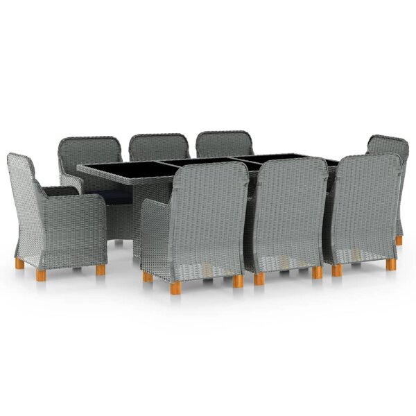 vidaXL Ensemble à manger d'extérieur et coussins 9 Pièces résine tressée