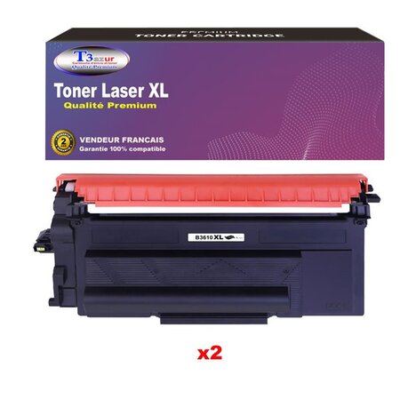 T3AZUR- 2x Toners compatibles avec brother HL-L6410DN  HL-L6415DN  HL-L6415DW   TN-3610XL Noir (25 000 pages)