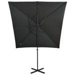 vidaXL Parasol déporté avec mât et lumières LED Anthracite 250 cm