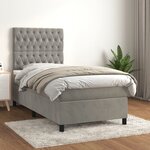 vidaXL Sommier à lattes de lit et matelas Gris clair 90x200 cm Velours