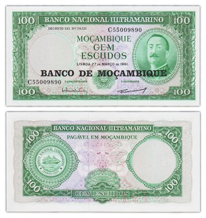 Billet de collection 100 escudos 1961 (1976) mozambique - neuf - p117