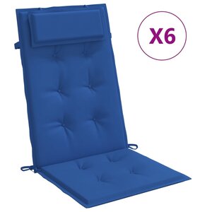 vidaXL Coussins de chaise à dossier haut lot de 6 bleu royal