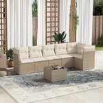 vidaXL Salon de jardin avec coussins 7 Pièces beige résine tressée
