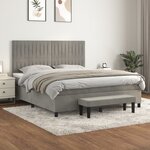 vidaXL Sommier à lattes de lit et matelas Gris clair 180x200cm Velours
