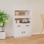 vidaXL Buffet haut Blanc 67x40x108 5 cm Bois massif de pin