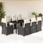 vidaXL Ensemble à manger de jardin 9Pièces coussins noir résine tressée