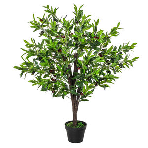 Outsunny Arbre artificiel olivier plante artificiel hauteur 1 2 m tronc branches lichen feuilles grand réalisme pot inclus