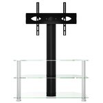 vidaXL Meuble TV d'angle 3 niveaux pour 32-70 pouces noir et argenté