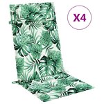 vidaXL Coussins de chaise à dossier haut lot de 4 modèle de feuille
