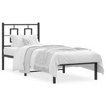 vidaXL Cadre de lit métal avec tête de lit noir 80x200 cm