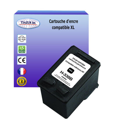 Cartouche compatible avec HP PhotoSmart 7838, 7850, 7850v, 7850xi, 8000, 8150, 8150v, 8150xi, 8153, 8157  remplace HP 338 Noire - T3AZUR