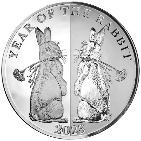 Pièce de monnaie 5 Dollars Tokelau 2023 1 once argent BE – Lapin miroir