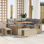 Canapé de jardin 8 pièces vidaXL avec coussins beige