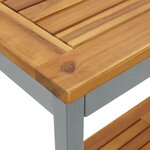 vidaXL Table d'extérieur Naturelle et Grise 35x110x75 cm en Bois Massif et Acier