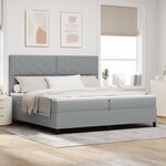 vidaXL Lit à ressorts avec matelas gris clair 200x200 cm en tissu