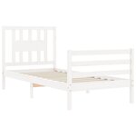 vidaXL Cadre de lit avec tête de lit blanc simple bois massif