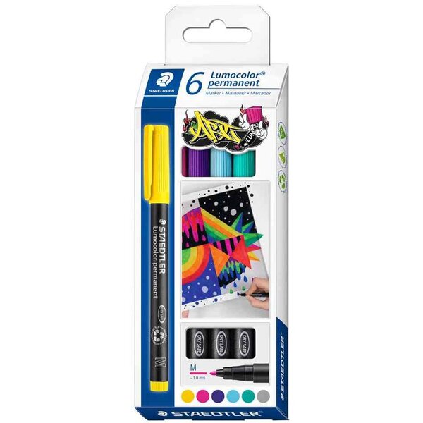 Marqueur permanent 317m lumocolor  étui de 6 staedtler