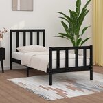 vidaXL Cadre de lit Noir Bois massif 75x190 cm Petit simple