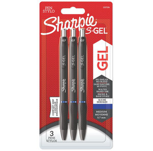 Sharpie S-Gel  Stylos gel  Pointe moyenne (0 7 mm)  Encre bleue  Lot de 3