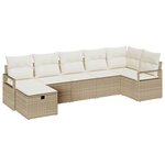 vidaXL Ensemble de canapé de jardin 7 pièces avec coussins beige en rotin synthétique