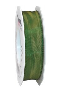 Ruban de soie acetat laitonné lyon 25-m-rouleau 25 mm vert foncé